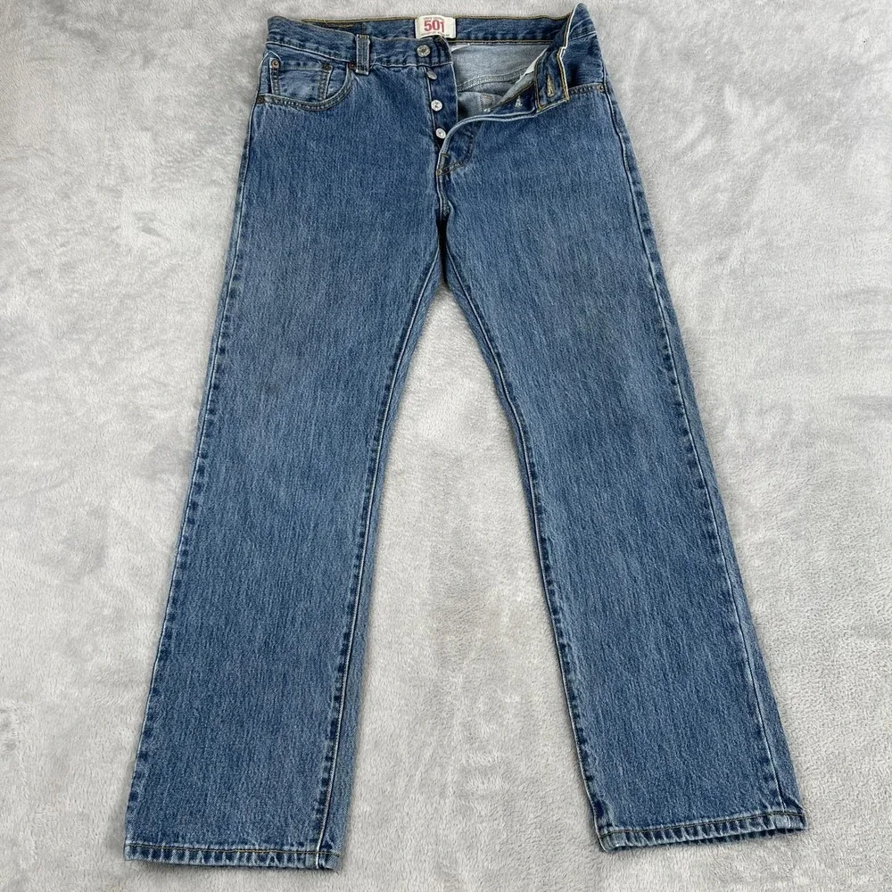 Levis 501 Original Straight Leg Jeans 30x30 Blue Men Button Fly Made in Egypt
